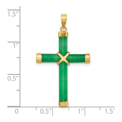 14K Yellow Gold Natural Jade Cross Pendant – view 5