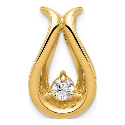 14K Yellow Gold 1/7 ct tw Diamond Teardrop Slide Pendant