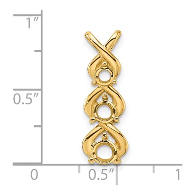 14K Yellow Gold Holds 3-Stone Criss-Cross Slide Pendant Mounting – view 4