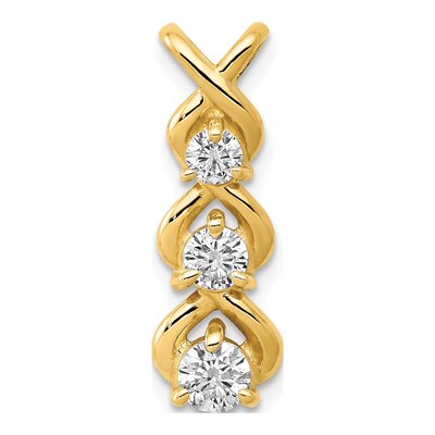 14K Yellow Gold 1/2 ct tw Diamond Three-Stone Slide Pendant