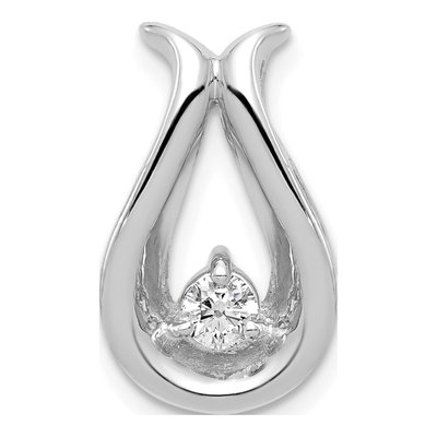 14K White Gold 1/7 ct tw Diamond Teardrop Slide Pendant