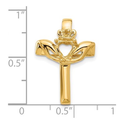 14K Yellow Gold Claddagh Cross Pendant Mounting – view 4