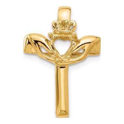 14K Yellow Gold Claddagh Cross Pendant Mounting