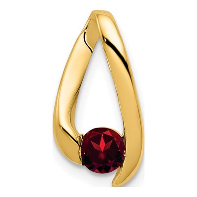 14K Yellow Gold Garnet Round Slide Pendant