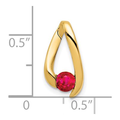 14K Yellow Gold Ruby Round Slide Pendant – view 3