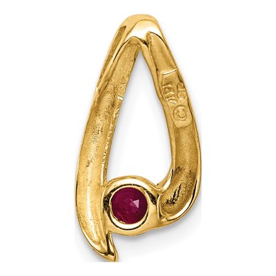 14K Yellow Gold Ruby Round Slide Pendant – view 4