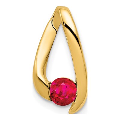 14K Yellow Gold Ruby Round Slide Pendant
