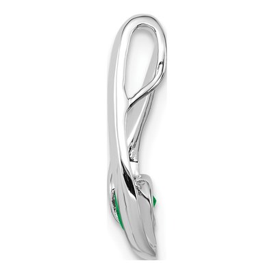 14K White Gold Emerald Round Slide Pendant – view 3