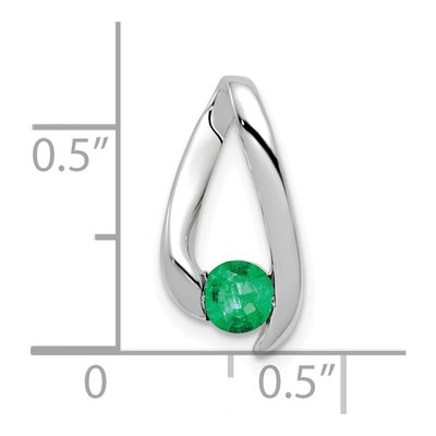 14K White Gold Emerald Round Slide Pendant – view 4