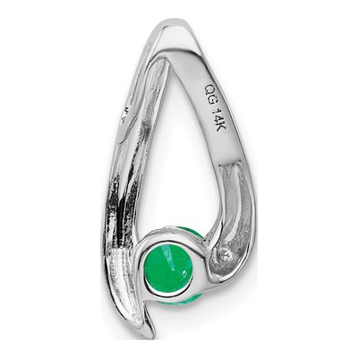14K White Gold Emerald Round Slide Pendant – view 5