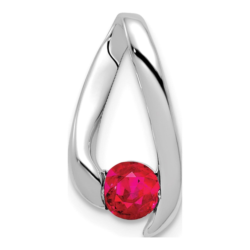 14K White Gold Ruby Slide Pendant