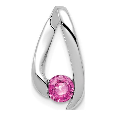 14K White Gold Pink Sapphire Slide Pendant