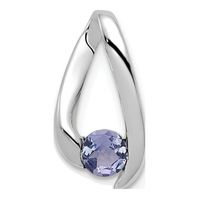 14K White Gold Tanzanite Round Charm