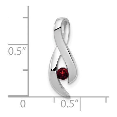 14K White Gold Garnet Ribbon Pendant – view 2