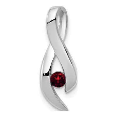 14K White Gold Garnet Ribbon Pendant