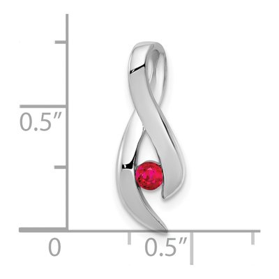 14K White Gold Ruby Ribbon Slide Pendant – view 3