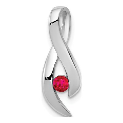 14K White Gold Ruby Ribbon Slide Pendant