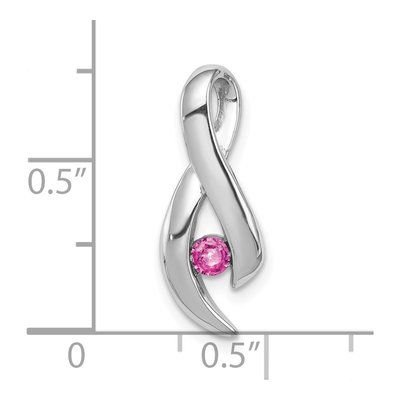 14K White Gold Pink Sapphire Ribbon Slide Pendant – view 2