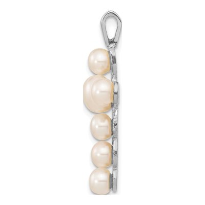 14K White Gold Freshwater Cultured Pearl Cross Pendant – view 2