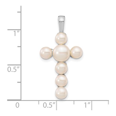 14K White Gold Freshwater Cultured Pearl Cross Pendant – view 3