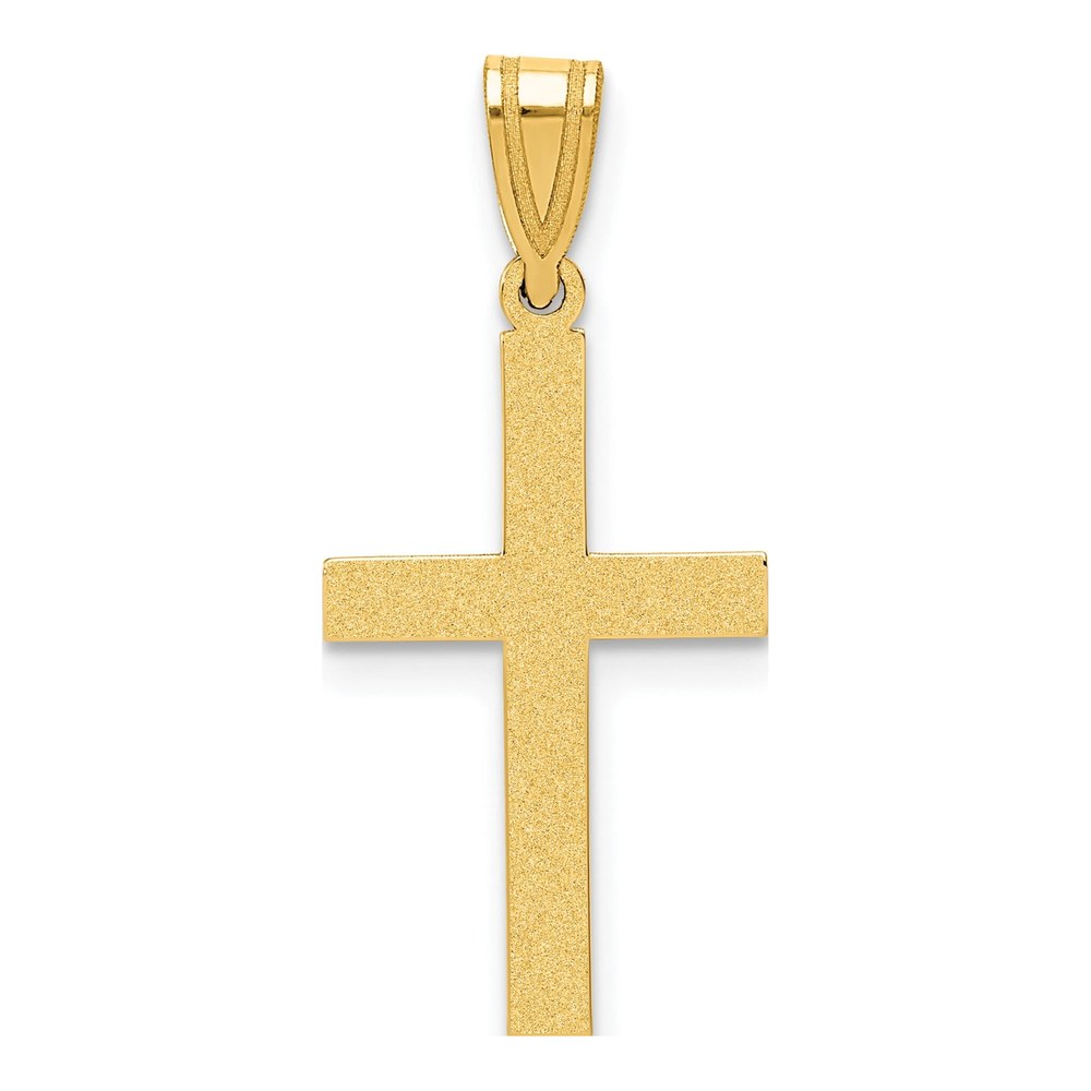 14K Yellow Gold Sandblasted Cross Pendant
