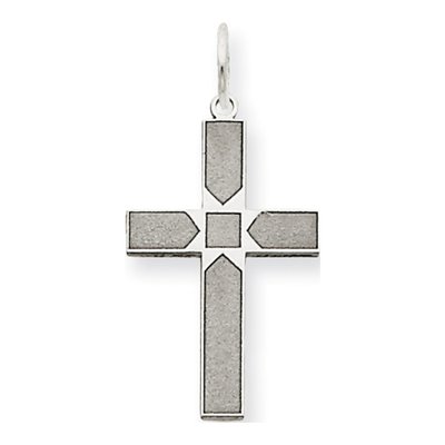 14K White Gold Laser Designed Cross Pendant