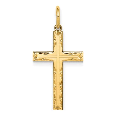 14K Yellow Gold Laser Cross Pendant