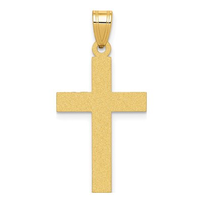 14K Yellow Gold Sandblasted Cross Pendant