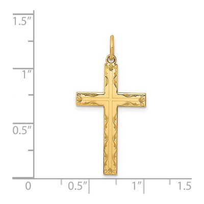 14K Yellow Gold Laser Designed Cross Pendant – view 4