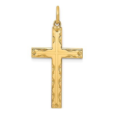 14K Yellow Gold Laser Designed Cross Pendant