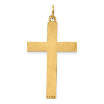 14K Yellow Gold Laser Design Cross Pendant – view 5