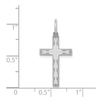 14K White Gold Laser Cross Pendant – view 4