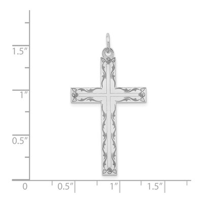 14K White Gold Laser Design Cross Pendant – view 4