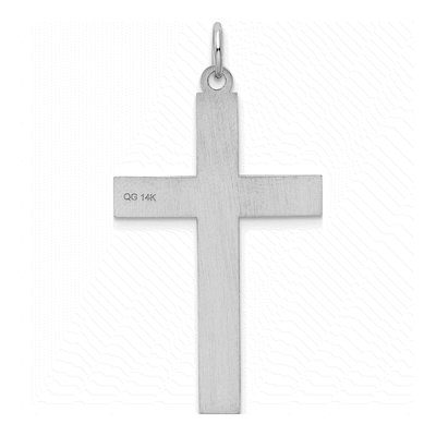 14K White Gold Laser Design Cross Pendant – view 5