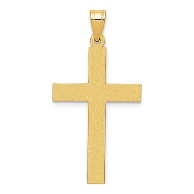 14K Yellow Gold Sandblasted Cross Pendant