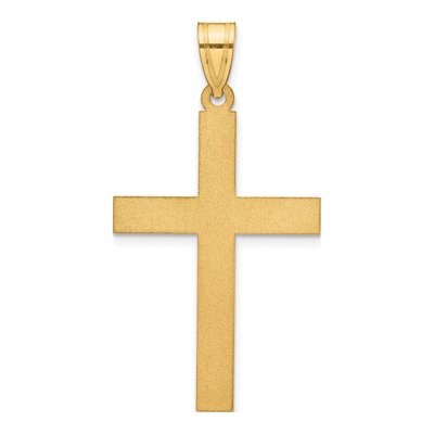 14K Yellow Gold Sandblasted Cross Pendant
