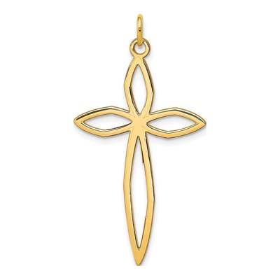 14K Yellow Gold Laser-Designed Passion Cross Pendant
