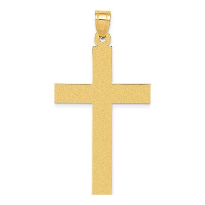 14K Yellow Gold Sandblasted Cross Pendant