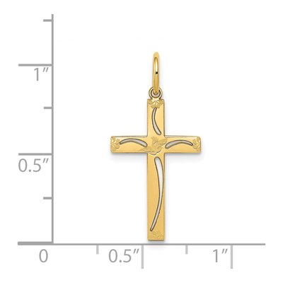 14K Yellow Gold Laser-Cut Cross Pendant – view 4