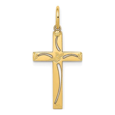 14K Yellow Gold Laser-Cut Cross Pendant