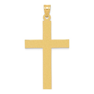 14K Yellow Gold Sandblasted Cross Pendant