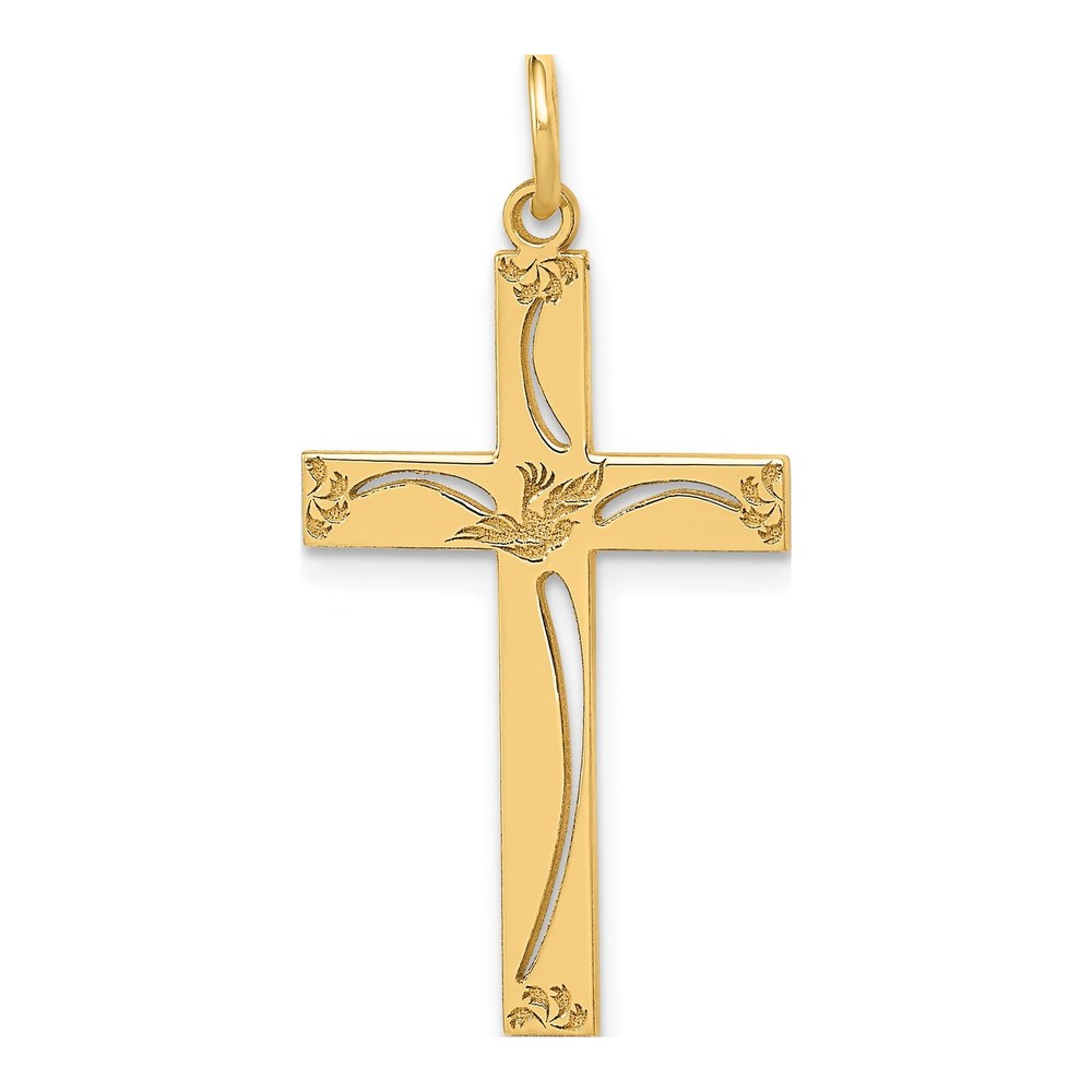 14K Yellow Gold Cut-Out Cross Pendant