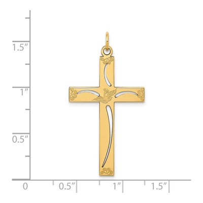 14K Yellow Gold Laser-Cut Cross Pendant – view 4