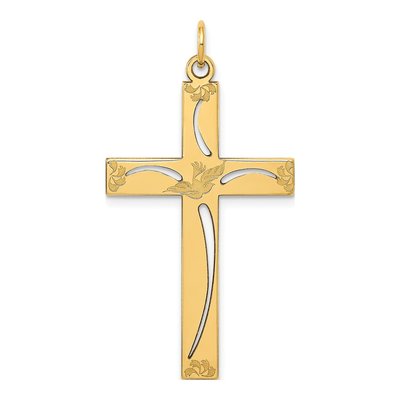 14K Yellow Gold Laser-Cut Cross Pendant