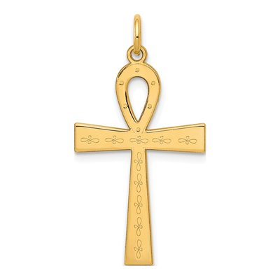 14K Yellow Gold Ankh Cross Pendant