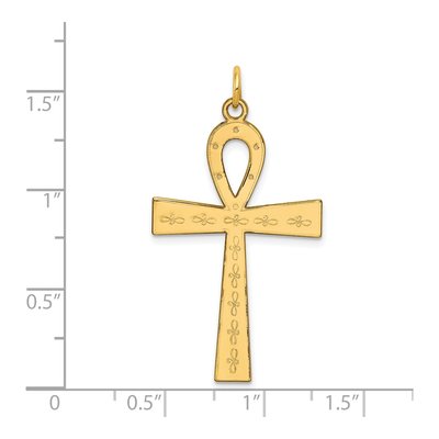 14K Yellow Gold Laser-Designed Ankh Cross Pendant – view 4
