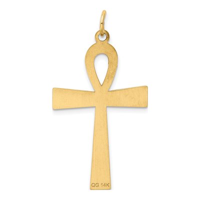 14K Yellow Gold Laser-Designed Ankh Cross Pendant – view 5