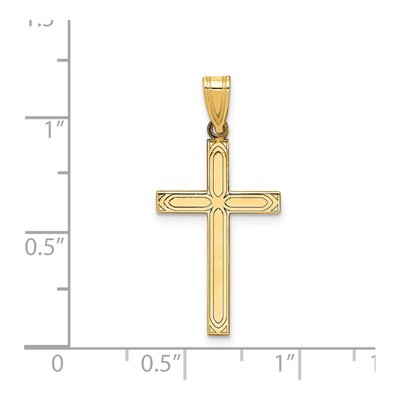 14K Yellow Gold Laser-Etched Cross Pendant – view 4