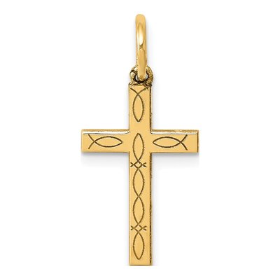 14K Yellow Gold Ichthus Cross Pendant