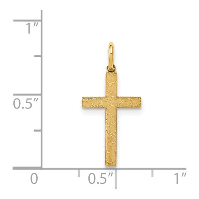 14K Yellow Gold Laser Design Cross Pendant – view 4